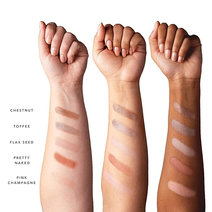 100% PURE Pretty Naked Makeup Palette All in One Compact 3 Eyeshadow, Blush, Face Highlighter, Fruit Pigmented Natural Nude, Neutral Looks for All Skin Types - Vegan (Soft, Neutral Tones)