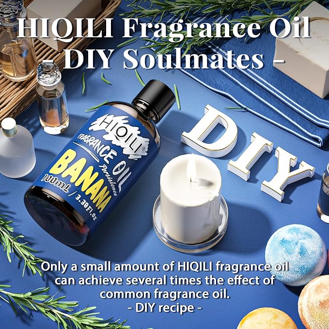 HIQILI Banana Essential Oil - Pure Fragrance Oil for Diffuser, Body, Candle Soap Perfume Lotion Making, 3.38 Fl Oz Halloween Thanksgiving