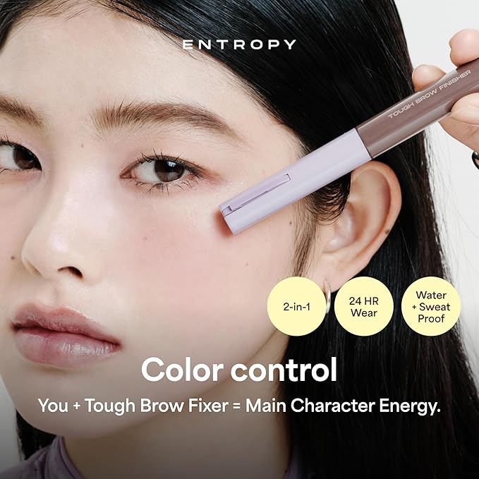 ENTROPY MAKEUP Tough Brow Finisher, 2-In-1 Brow Tint Mascara with Built-In Comb, Skinny Brush, Long-Lasting, Lightweight, Natural Hold and Soft Tint, Toast
