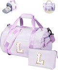 Birthday Gifts for Tween, Girls Travel Duffle Bag, Kids Initial Overnight Duffel Bags with Shoe Compartment, Personalized Dance Bag with Cosmetic Pouch, Preppy Stuff (Letter L)