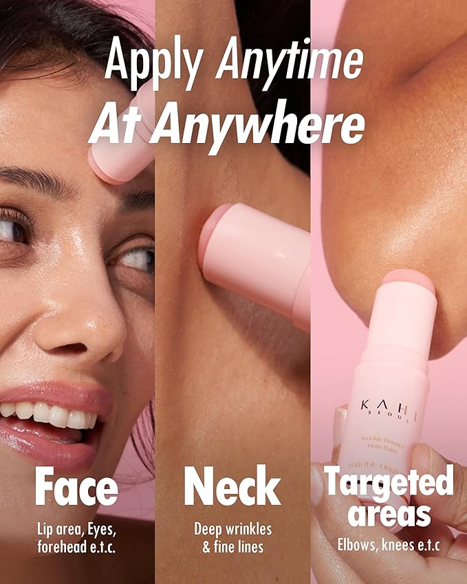KAHI Wrinkle Bounce Multi Balm Stick | PDRN Collagen Wrinkle Stick | Korean Skin Care |All-in-One Hydrating Lip Balm Eye Cream Neck Cream Make Up Base & Face Mist Moisture Balm