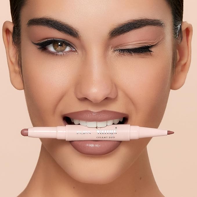 Pupa Milano Vamp! Creamy Duo, 008 Vintage Rose, 1 Pc - 2 in 1 Lipstick and Lip Pencil - Long Lasting - Lightweight - No-Transfer - Smooth Texture - Highly Pigmented