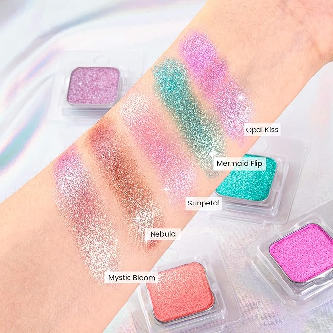 Chameleon Single Eyeshadow, Iridescent Blue-Purple, Pressed Powde, Square Pan,High Pigment, Smudge-Proof, Smooth Blend,Long-Lasting,Fits Magnetic Palettes (Nebula)