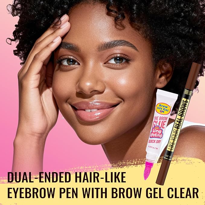 Vevivia Eyebrow Pen - Eyebrow Gel Clear, Dual-Ended Eye Brow Pencils for Women with 4-Fork-Tip and Precise Brush-Tip for Natural Hair-Like Strokes, Last All Day Eyebrow Pencil, Dark Brown