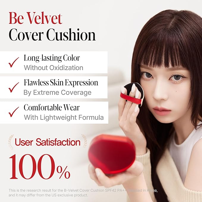 Espoir Be Velvet Cushion Foundation #24 Latte | Quick and Easy Coverage with Long-lasting Color by Zero Oxidation, Velvety Smooth Finish & Lightweight Formula, Vegan, Korean Makeup, 0.46 oz