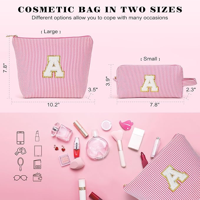 Travel Essentials - Portable Travel Makeup Bag Set for Women, Portable Initial Travel Toiletry Bag, Makeup Pouch Organizer Cosmetic Bag Birthday Gifts for Women, Purple Letter D