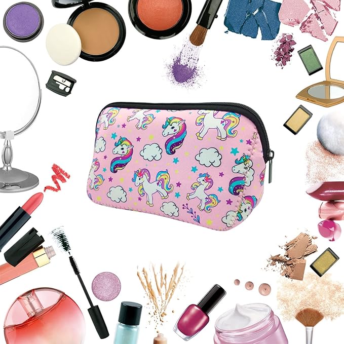Cosmetic Bag Waterproof Neoprene Zipper Pouch Travel Portable Toiletry Makeup Bags Organizer Case for Women and Girls