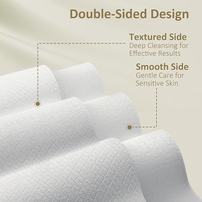 Ourmed Life Face Towels, Disposable Biodegradable Facial Towels for Sensitive Skin, Lint- free Facial Wipes for Washing Face, Skincare and Makeup Remover, Dry Wipes, 10"×7.9" Extra Large, 180 Count