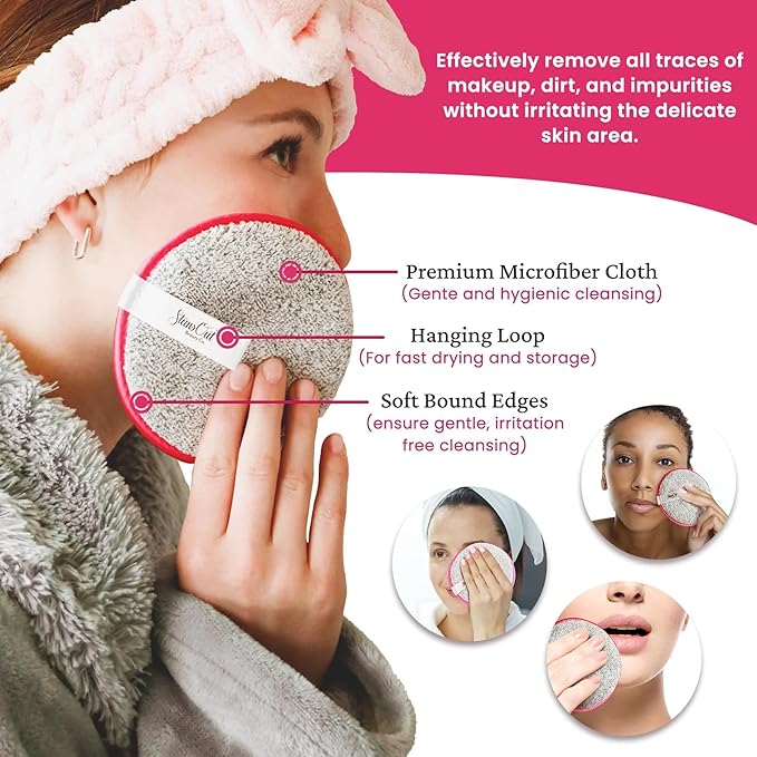 Stansout Beauty Skin Care Bundle – Reusable Makeup Remover Set with Headband & Wristbands