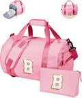 12 Year Old Girl Birthday Gifts, Girls Travel Duffle Bag, Kids Initial Overnight Bags with Shoe Compartment, Personalized Weekend Bag with Makeup Pouch, Cool Stuff for Preteen (Letter B)