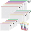 Umriox Mesh Zipper Pouch Bags, A3+A4+A5, (6 colors, 18 Packs), Clear Zipper Pouches, Waterproof Zipper Pouches for Office Supplies Cosmetics Travel Storage
