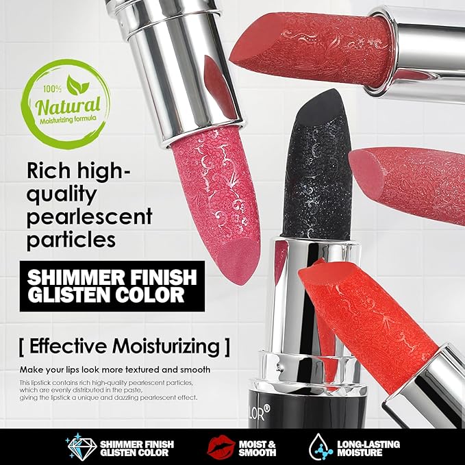 Anglicolor Glitter Metallic Pink Lipstick,High Impact Lipcolor,Lightweight Hydrating Formula Smooth and Non-Sticky,Rose Lipstick For Women,Full-Coverage Lip Makeup (04 BLUSH WINES, 4g)