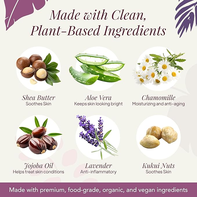 Saavy Naturals Body Wash Lavender Chamomile Plant-Based Ingredients| Made In USA | Sensitive Skin Body Washl Organic Formula With Coconut Oil, Shea Butter, And Aloe Vera - 8.5 Fl Oz
