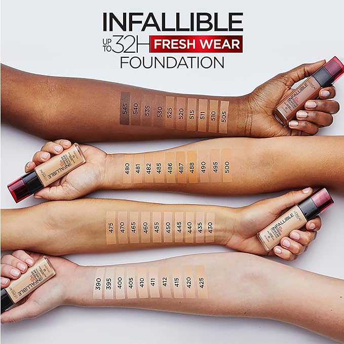 L'Oreal Paris Makeup Infallible Up to 32 Hour Fresh Wear Lightweight Foundation, 390 Rose Pearl, 1 Fl Oz, Packaging May Vary