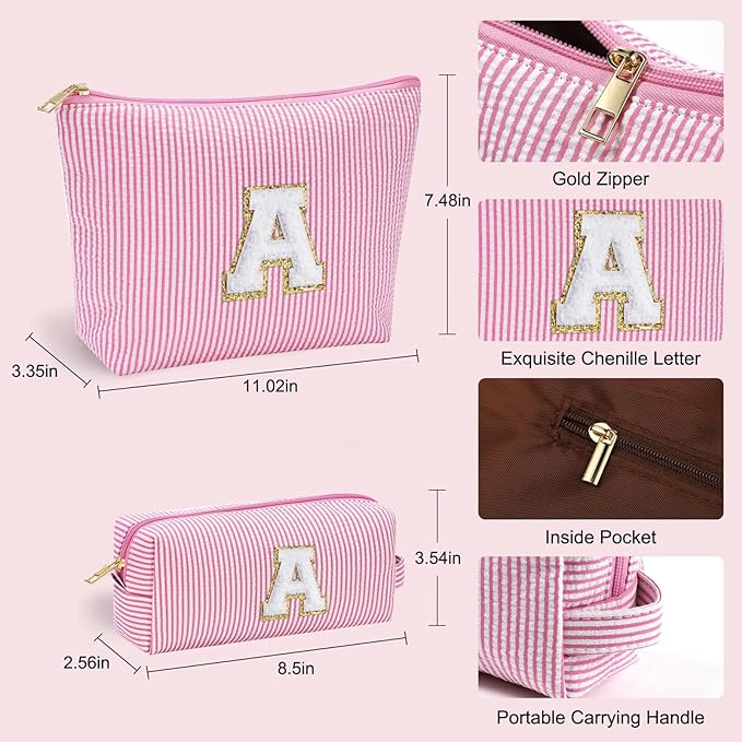YOOLIFE Initial Cute Pink Makeup Bag Pouch Gift for Niece Sister Friend Female Her Mom | Birthday Gifts for Women Daughter Gifts | Cosmetic Travel Bag B