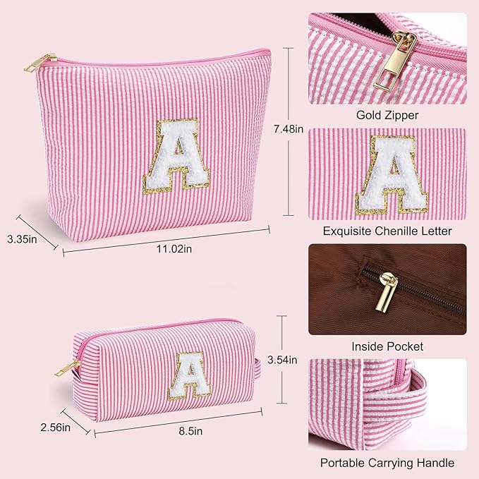 YOOLIFE Cute Makeup Bag for Women - Personalized Women Gifts Pink Makeup Pouch for Girlfriend Bridesmaid Wife | Cosmetic Travel Toiletry Bag for Her Mom | Birthday Gift Idea for Friend Female Sister N