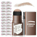 Eyebrow Stamp Stencil Kit - Eyebrow Powder with Brush Long-Lasting & Waterproof Brow Shaping Kit with 24 Reusable Thin & Thick Eyebrow Stencils for Natural Eyebrow Color (Dark Brown)