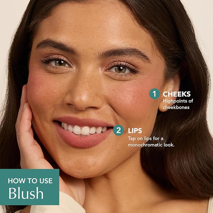 Thrive Causemetics Triple Threat Color Stick: Cream Blush Stick with Vitamin E, Evening Primrose Oil, Waterproof Smudge Proof Face Makeup, Olivia (Peachy Pink Shimmer)