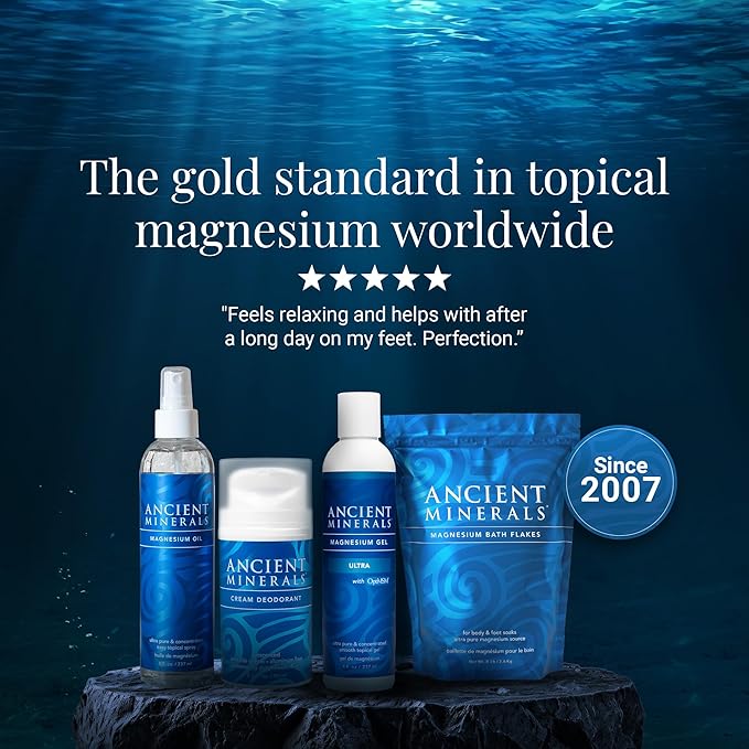 Ancient Minerals Magnesium Oil Spray Bottle of Pure Genuine Zechstein Magnesium Chloride - Topical Magnesium for Skin Application (8oz)
