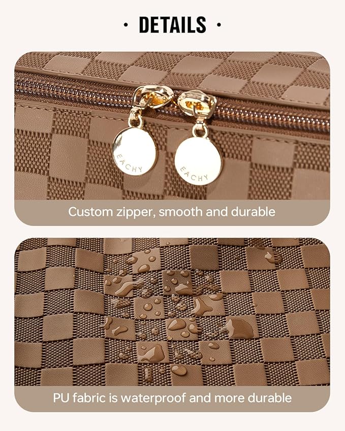 EACHY Travel Makeup Bag,Large Capacity Cosmetic Bags for Women,Waterproof Portable Pouch Open Flat Toiletry Bag Pattern Makeup Bag
