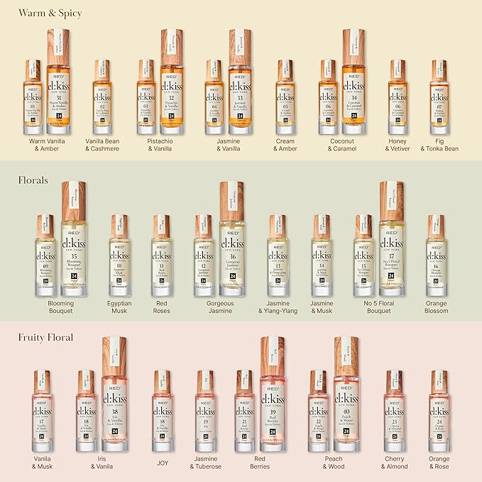 EL:KISS Roll On Perfume, Jasmine & Ylang Ylang Inspired by Ch. Gabrielle, Eau de Parfum 12mL (.40 Fl Oz), Hydrating & Long-Lasting, Alcohol & Mineral Oil-Free, Infused With Jojoba, Argan & Coconut Oil