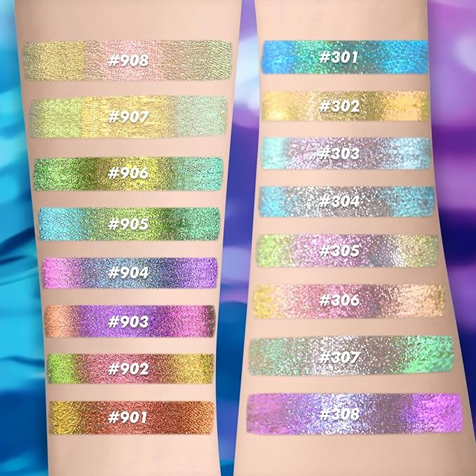 CHARMACY Chameleon Liquid Eyeliner, Liquid Glitter Eyeliner, Highly Pigmented, Metallic MultiColor Shifting waterproof Eyeliner, Ultra-Fine Tip, Longwearing, Smudge-proof (#305)