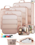 Veken 9/11 Set Compression Packing Cubes for Travel Essentials,Compressible Expandable Large Luggage Suitcase Organizer Bags for Clothing,Durable Space Saver Storage Bags with Toiletry Bags(Beige)