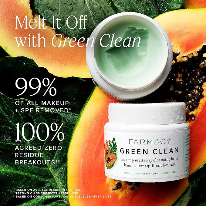 Farmacy Ceramide Face Moisturizer + Cleansing Balm Duo - Travel Size Skin Care Set with Green Clean Makeup Remover Balm + Honey Halo Moisturizer Face Cream (2 Count)