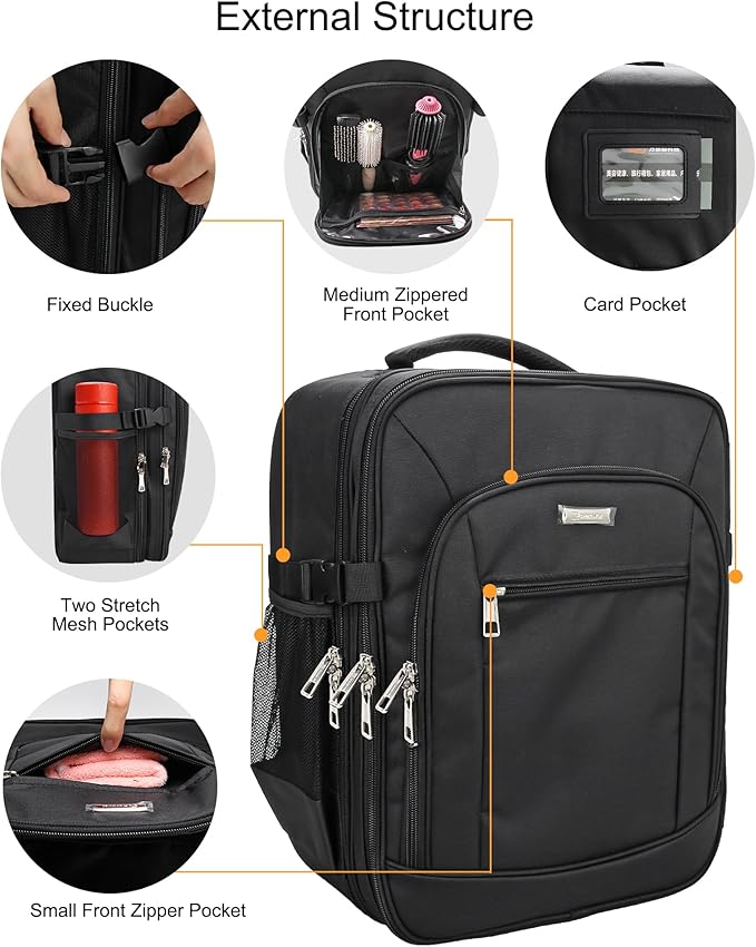 TANTO Makeup Backpack Extra Large Cosmetic Bags Professional Makeup Artist Bag Travel Train Case Storage Organizer Double-Layer Cosmetic Case with 4 Pouch and Brush Organizer