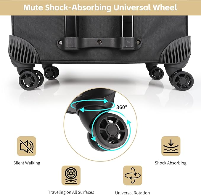 TANTO Rolling Makeup Bag Professional Makeup Artist Bags 4 in 1 Makeup Case on Wheels Rolling Cosmetics Organizer Extra Large Cosmetology Case With 360° Swivel Wheels and Adjustable Dividers