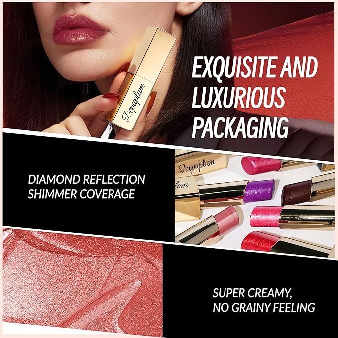 Nude Red Pink Lipstick Set for Women Shimmer Tinted Lip Balm Hydrating Moisturizing Lip Gloss Cruelty Free Lip Makeup, DM107/108/109