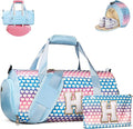 Christmas Gift for Kid, Girls Travel Duffel Bag, Kids Initial Overnight Bags with Shoe Compartment, Initial Duffle Bag with Makeup Pouch, Birthday Gifts for Toddler (Letter H)