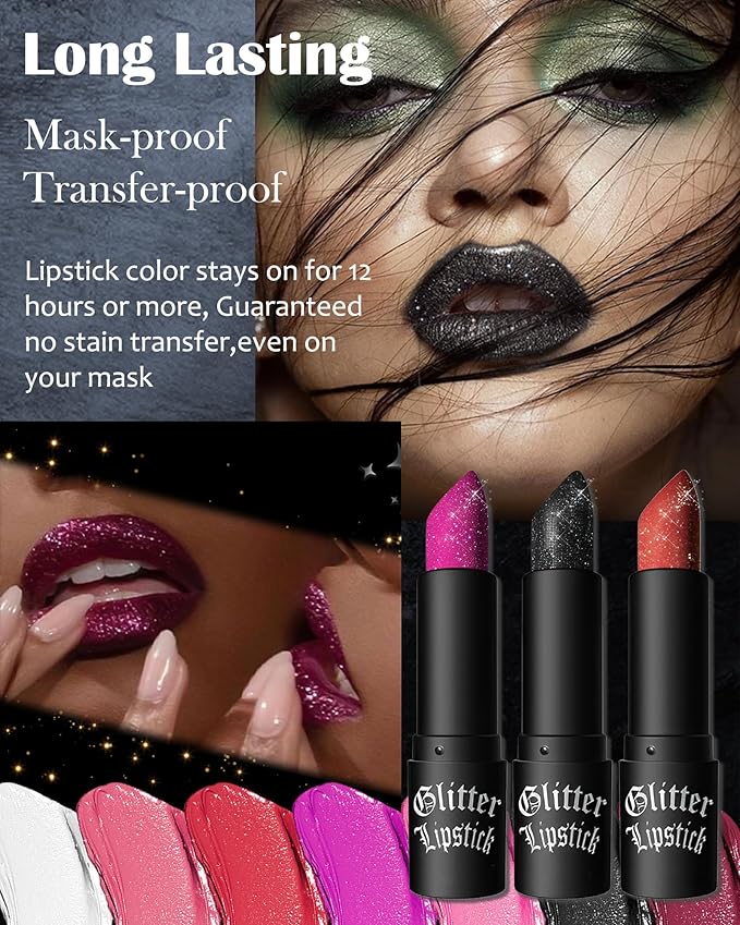 Diamond Glitter Matte Lipstick,Ruby Red Metallic Shimmer Lip Gloss Lip Tint Stain,Sparkling High Pigment Tinted Lip Balm,Longlasting Waterproof Non-Stic Cup Lipstain Lipgloss,Makeup Gift for Women-03