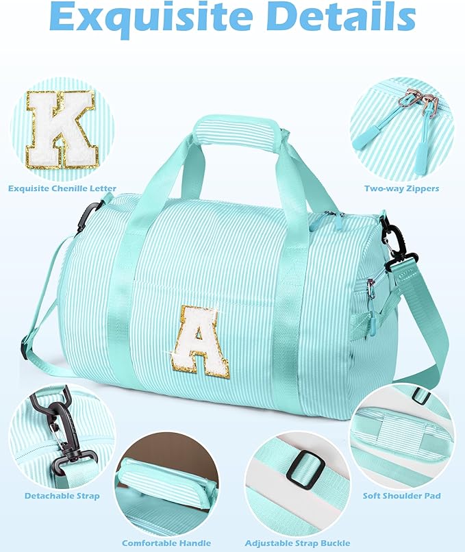 Teen Girl Gifts Trendy Stuff, Girls Travel Duffle Bag, Kids Initial Overnight Bags with Shoe Compartment, Personalized Weekend Bag with Cosmetic Pouch, Birthday Gift Ideas (Letter J)
