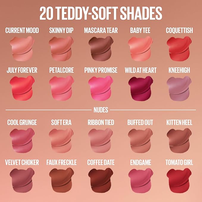 MAYBELLINE Super Stay Teddy Lip Tint, Long Lasting Matte Lipstick For Up To 12HR Wear, Petalcore, 1 Count