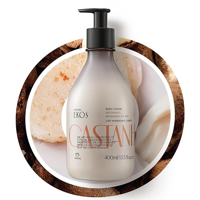 Natura - Brazil Nut Hydrating Body Lotion - Castanha Anti-Dryness - Deep Skin Hydration Moisturizer - Vegan Skin Care - Brazilian Beauty Secrets - Self Care & Body Care - 13.5 fl oz (400ml)