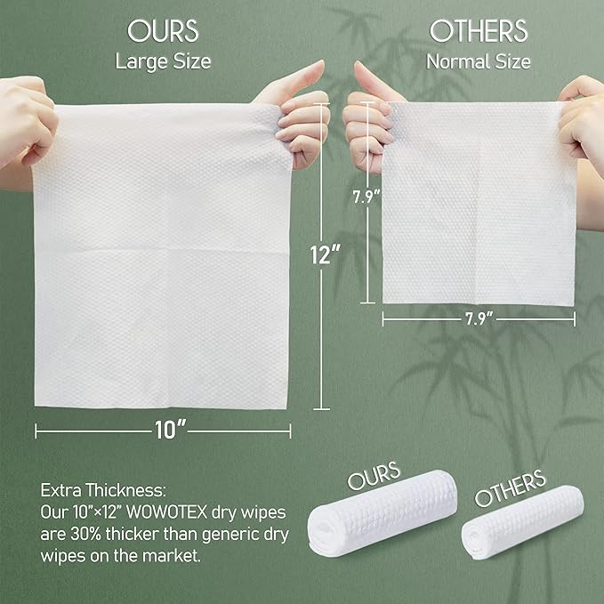 Travel Size Bamboo Viscose Disposable Face Towel Biodegradable Large Dry Face Wipes 30 Count/2 Box Extra Thick Soft Clean Facial Towels for Facial and Body Cleansing, Travel, Camping