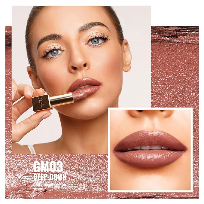 Oulac Lipstick & Lipliner Set 3PCS High Impact Lipcolor with Moisturizing Formula, Vegan Beauty, Full-Coverage Lip Color, Gift Lipstick for Women, LL06+GM03+PG07