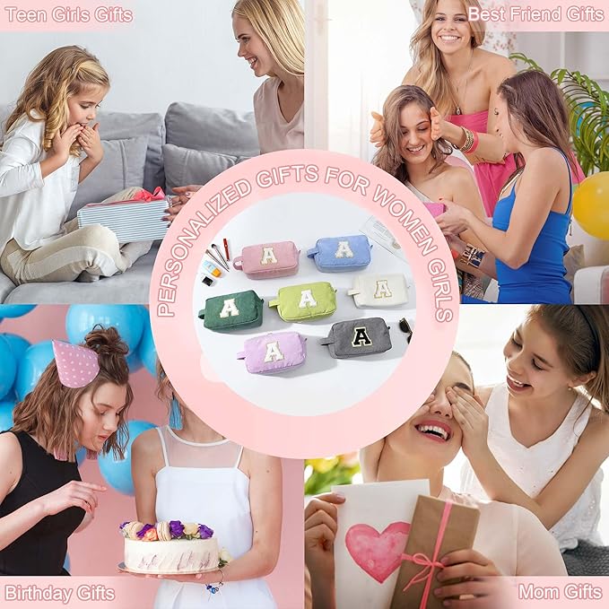 YOOLIFE Letter Makeup Bag - Cute Cosmetic Bag for Teen Girls & Women, Perfect for Gifts, Bridal Showers, Initial R