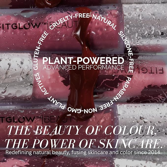 FITGLOW Beauty Lip Colour Serum | Hydrating Lip Gloss | Plumping Anti-Aging Lip Treatment | Natural Shine with Pomegranate Sterols & Collagen | Buildable Color for Dry Chapped Lips | Halo - 10g