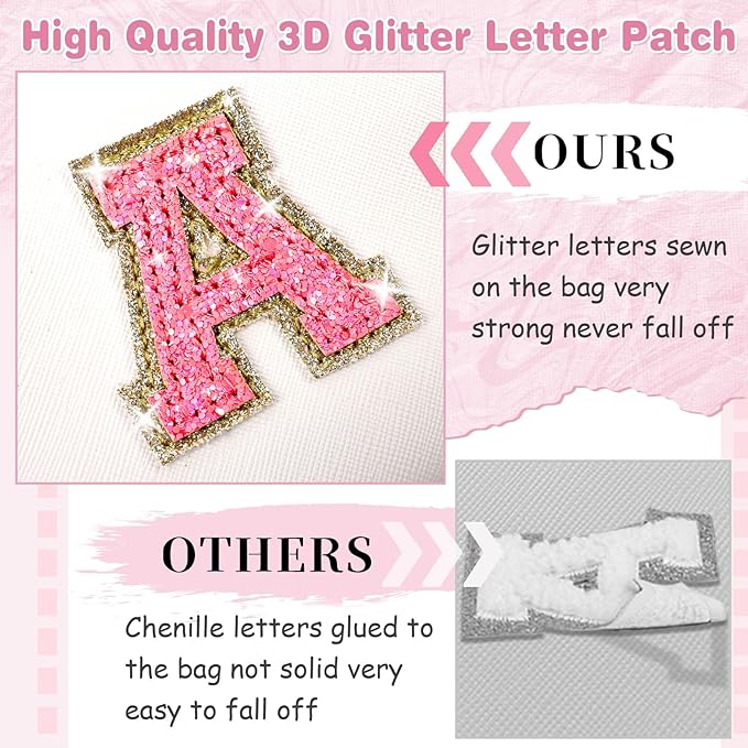 Small Personalized Initial A-Z Patch Makeup Bag,White Cute PU Leather Glitter Letter Cosmetic Bag for Teen Girls,Travel Toiletry Bag with Zipper,Preppy Monogrammed Birthday Gift for Daughter Niece Z