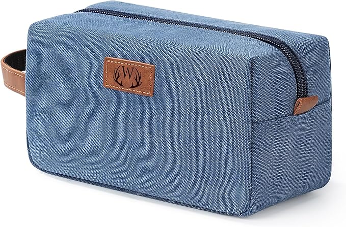 Janhavi Waterproof Makeup Bag, Travel size Toiletries Bag, Men's Accessories Case, Personalized Laser Engraved Initials & Wheat Ear, Travel Bags for Men, boyfriends Gift Box Men(Blue W)