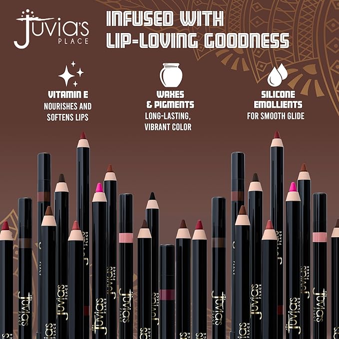Juvia's Place Long Wear Lip Pencil – Love Me Back – Waterproof & Kiss-proof, Long Lasting Lip Liner, Smooth Makeup Application - Soft Matte Finish Base for Lipstick - 13 Hours of Wear for Everyday Use