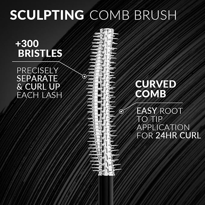 Black Waterproof Mascara for Volume and Length, Natural Defining Curling Long-Lasting Eyelashes, No Flaking, No Smudging (Black(2pcs))