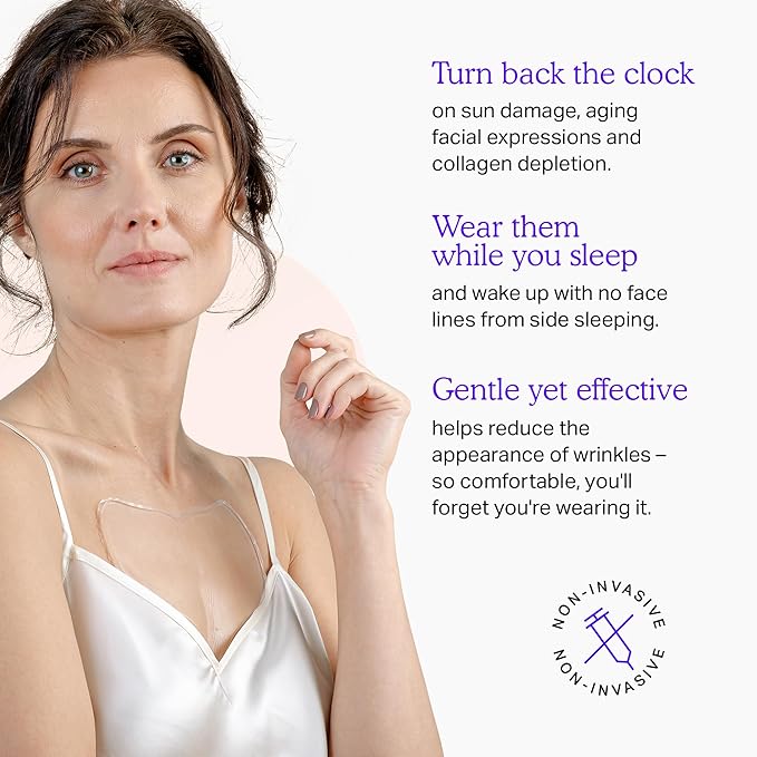 BLUMBODY Chest Wrinkle Pads – Anti-Wrinkle Silicone Patches Skin Firming, Smoothing – Reusable Overnight Chest Pads – Anti-Aging Crepe Erase Pad – Neck, Décolleté (1-Month Supply)
