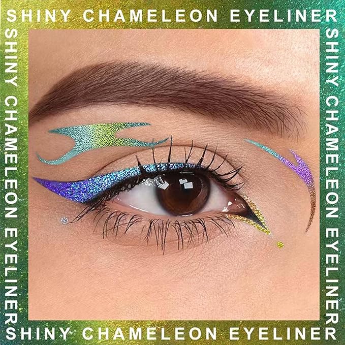 Chameleon Eyeshadow Stick Eyeliner Eyes Makeup Glitter Eyeliner Pen colorful Cream Shimmer Eye shadow Waterproof Long Lasting Halloween Eye liner Pencil Party Stage Use # 04