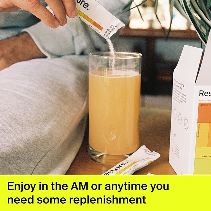 The Absorption Company Electrolyte Powder Packets - Workout Recovery & Hydration Drink Mix with Liposomal Glutathione, Vitamin C & Methylated B Vitamins - Mango Lemonade (7 Sticks)
