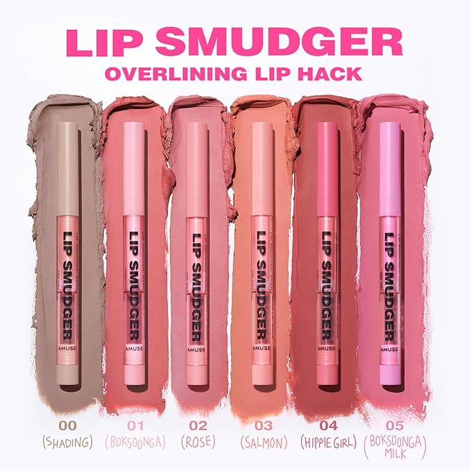 Amuse Seoul Lip Smudger (05 BOKSOONGA MILK) |matte pink | lip liner, matte, creamy, soft, velvety, cruelty-free, lipcare, long-lasting, multiuse, vegan