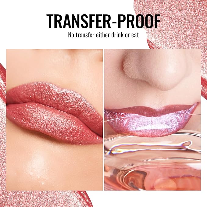 Oulac Red Metallic Lipstick for Women, Orange Red Lip Gloss, Lip & Eye 2 IN 1, Long Lasting Waterproof Lipstick, Oil-Based Formula, High Impact Lip Color, Transfer Proof, Vegan MD05