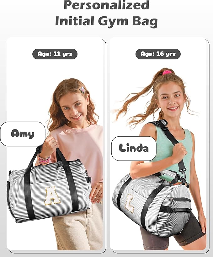 Teen Girls Birthday Gifts, Girls Travel Duffle Bag, Kids Initial Overnight Bags with Shoe Compartment, Monogram Weekender Bag with Makeup Pouch, Cute Stuff for Sister Daughter (Letter J)
